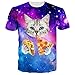 RAISEVERN 3d Galaxy Space Cat Printed Hip Hop Stylish Jersey T-Shirts, Medium, Pizza Cat