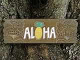 ALOHA PINEAPPLE ANTIQUE FINISH - 24 - TIKI SIGN BAR DECOR