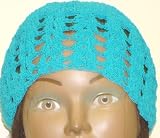 Cp110, Hand Crocheted Turquoise Color Rayon Cotton Gimp Skull Cap for Men Women and Teens