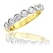 18k Two Tone White and Yellow Gold 7 Round Brilliant Cut Diamond Ring / Band, Size 7 - .50 carat