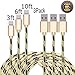 E-POWIND Nylon Braided 8Pin USB Lightning Charging Cable, 3-Pieces (3-Feet, 6-Feet, 9-Feet) - Gold / Black