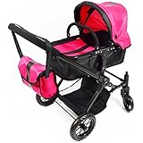Pink Babyboo Deluxe Convertible Doll Stroller with Swiveling Wheels and FREE Carriage Bag