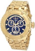 Big Sale Invicta Men's 1567 Reserve Chronograph Blue Dial 18k Gold Ion-Plated Stainless Steel Watch