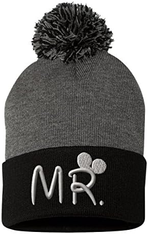 Mr Mrs Pom Pom-2 Beanie-Gray-Black