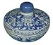 Blue and white chinese porcelain box with lid - 5"D