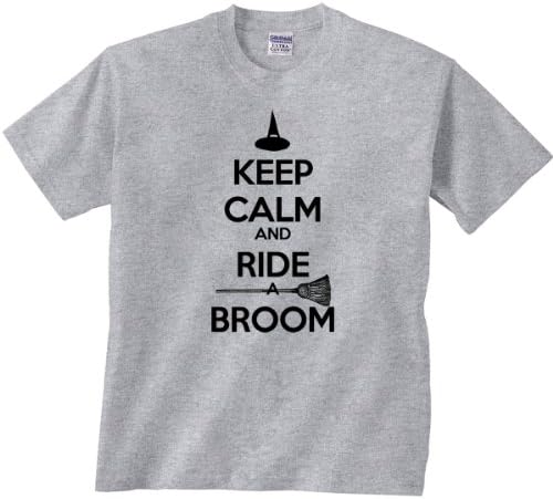 Wonderfully Witchy Keep Calm and Ride A Broom Unisex Tee Large Sport Grey