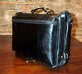Black Calfskin Leather Garment Bag