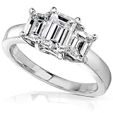 1 3/4 Carat TW Certified Three Stone Emerald-Cut Diamond Engagement Ring in 14k White Gold