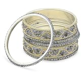 Chamak by priya kakkar 6 Grey Crystal Bangles 