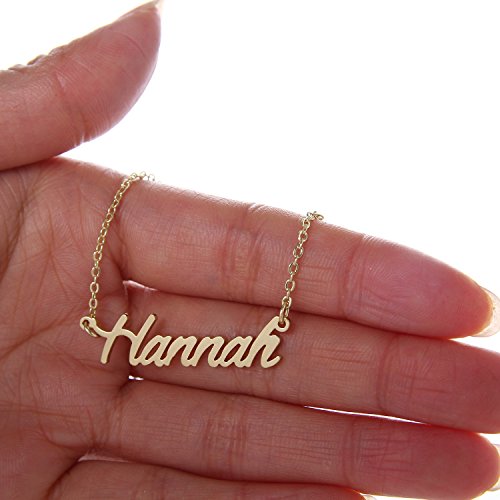 HUAN XUN Gold Plated Cursive Name Necklace, Hannah Food, Beverages