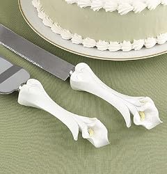 Cake Knife and Server Set Graceful Lilies (1 per order) Wedding Accesory