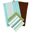Cottage Stripe Kitchen Towels Set - Chocolate