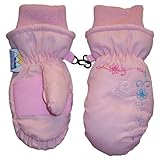 N'ice Caps Girls Ski Mitten with Flowers Embroidery