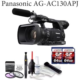 Panasonic AG-AC130APJ AVCCAM HD Hand-Held Camcorder + Two (2) 64GB SDXC (Willoughby's Pro Edition)