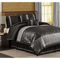 Lush Decor Metallic Animal 6-Piece King Comforter Set, Black/Silver