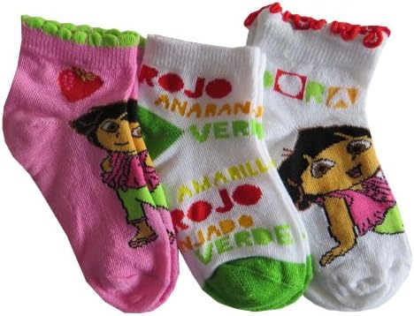 Nickelodeon Dora Girl's Low-Cut Socks 3 Pair (Size: 4-6 Shoe Size: 7-10, DoraPink/White/DoraWhite)