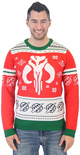 Star Wars Mandalorians Bounty Hunter SNOWFLAKES Ugly Christmas Sweater (Adult 3X-Large)