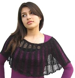 Shoulder Poncho - Hand-Knitted in Deep Black [Apparel]