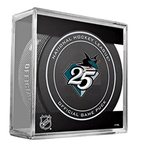 San Jose Sharks 25th Anniversary NHL Official Game Puck in Cube