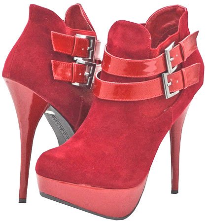 Bamboo Colada-73 Red Faux Ankle Boots