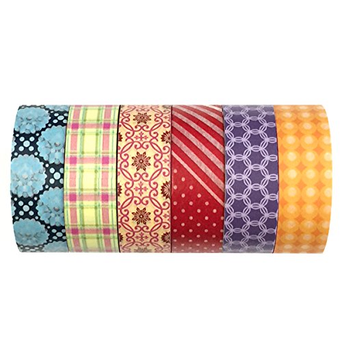AllyDrew Ray of Colors Washi Tapes Decorative Masking Tapes Set (AD47), set of 6
