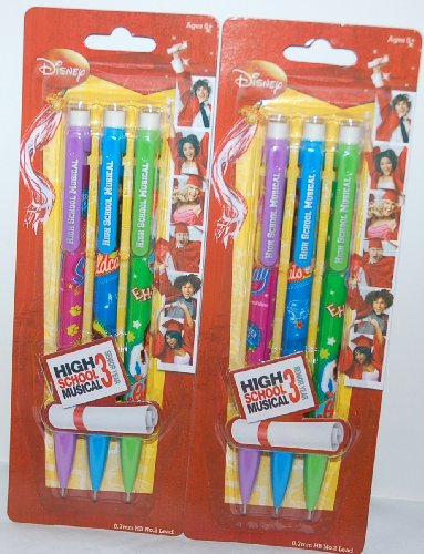 Disney High School Musical 3 - Senior Year - 2 Packages of 3 Mechanical Pencils