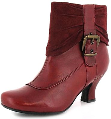 New WomensLadies Red Leather Vivika Hush Puppies Ankle Boots - Red ...
