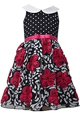 Girls Fit-and-Flare Cotton/Polyester/Satin/Spandex/Knit Sleeveless Floral Print Dots Print Mesh   Dress With a Bow(s)