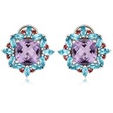 Sterling Silver Pink Amethyst w/ Blue Topaz