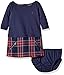 Nautica Baby Layered Knit Dress with Quilted Plaid Skirt, Navy, 18 Months