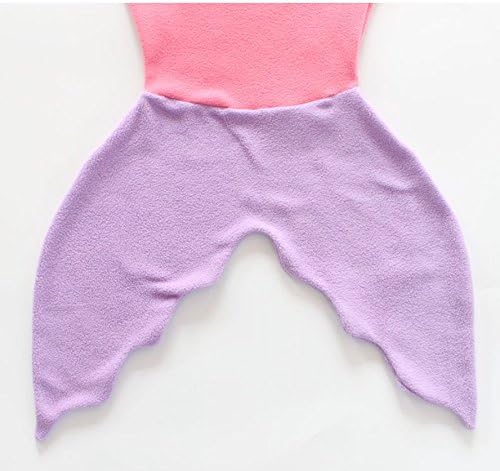 Mermaid Tail Blanket Fleece Blankie for Children and Teens Pink, Purple with Aqua Trim