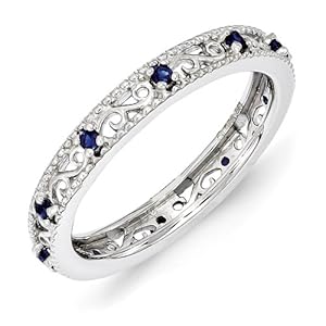 Sterling Silver Stackable Expressions Created Sapphire Ring Size 5
