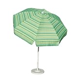Outdoor Patio Blue/Brown/Green Round Crank Patio Umbrella - 7.5'