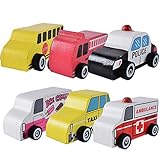 Happy Cherry 木のおもちゃ 可愛い 車モデル 知育玩具 アイスクリームトラック スクールバス タクシー 消防車 救急車 警察車