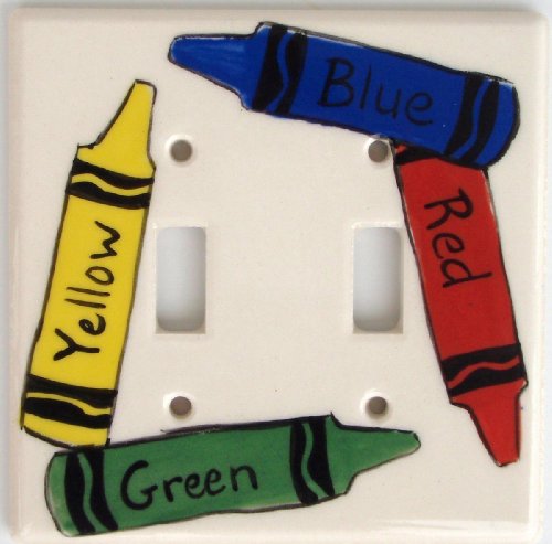 Ceramic Double Switch Plate Yellow Green