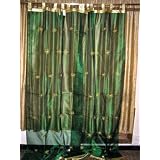 2 Arterian Red Silk Sari Drapes Curtains 108 Panels by Mogul Interior