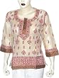 Cotton Shirts Womens Long Sleeve Top Blouse Chikan Embroidery Size S