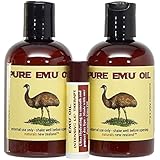 Emu Oil Premium Golden Set of Two 4 oz Bottles and Lip Balm with Shea Butter and Emu Oil (Pack of 3 Products)