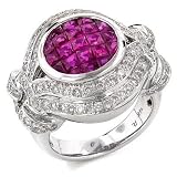 14K WG Princess Cut Ruby & Diamond Ring