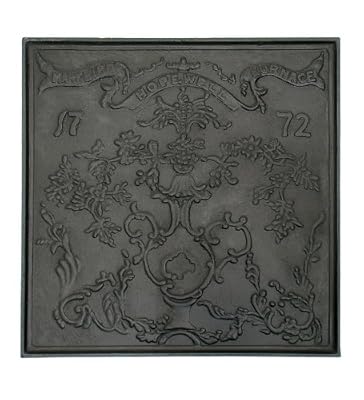 Colonial Hopewell Cast Iron Fireplace Fireback In Matte Black Finish