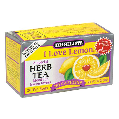 Bigelow I Love Lemon Herbal Tea, Tea Bags, 20-Count Boxes (Pack of 12) by Bigelow