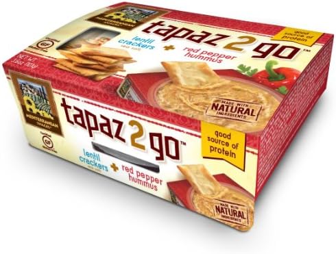 Mediterranean Snacks Tapaz 2 Go Hummus and Lentil Crackers Red Pepper -- 3.6 oz