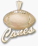 Miami Hurricanes Canes Football Pendant - 14KT Gold Jewelry