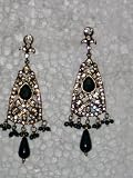 Stylish Long Cubic Zircon Dark Green Beads Earrings