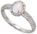 Jewelry : 14k White Gold 5/16" (8mm) wide Ring, w/ 0.36 Carat Brilliant Cut Diamonds & 0.68 Carat Oval Cut 6x4 Opal Stone