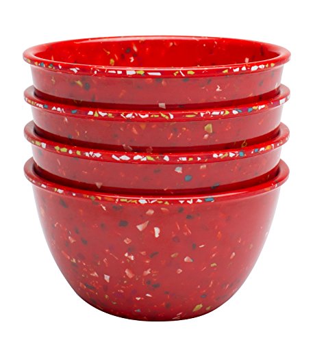 Zak Designs Confetti 4-Piece Pub Prep Bowl Set, 4-Inch, Red