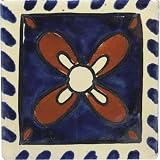 Mexican Tile - 4x4 Moño Azul-Terra Cotta Talavera