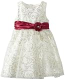 Young Hearts Girls 2-6X Satin Glitter Dress with Rhinestone On Waist