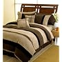 Black Jacaranda Striped Micro Suede Luxury Bed in a Bag Comforter 6 piece Bedding Set - Queen Size