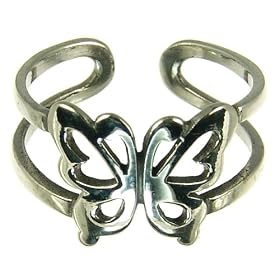 Silver Butterfly Adjustable Toe Ring
